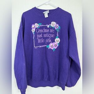 Vintage Artisans Grandmas Are Antique Little Girls Crewneck Size Large Purple